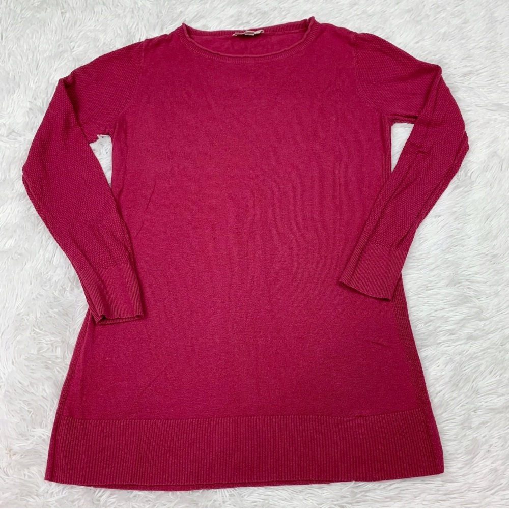 LOFT long sleeve Knit tunic Sweater pullover sides slits solid